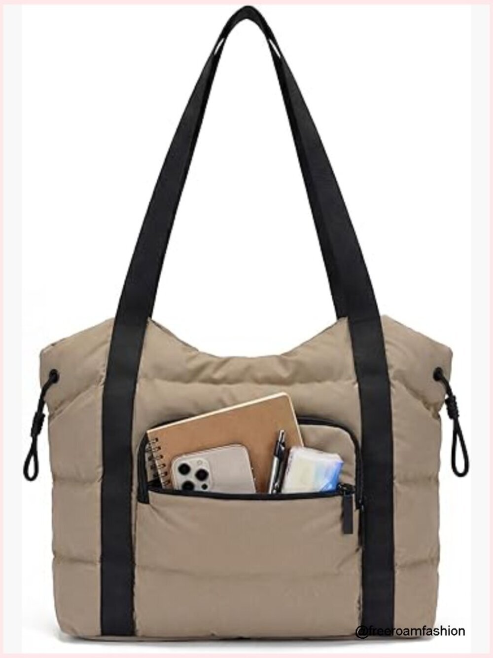 Lightweight Quilted Puffer Tote Bag, Large Capacity Work Tote, 20L, Multiple